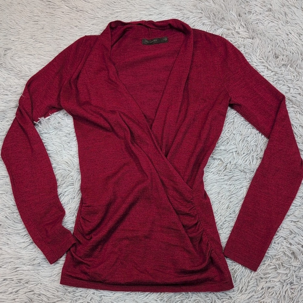 The Limited Shirt Womens S Red Merino Wool Blend Top Casual Preppy Comfort